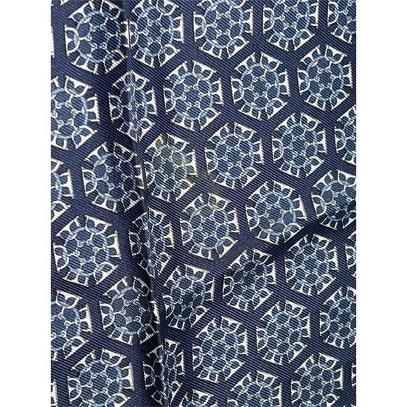 HERMES PARIS Blue Equestrian Horse Bit Pattern 100% Silk Scarf Pocket Square - Picture 5 of 7